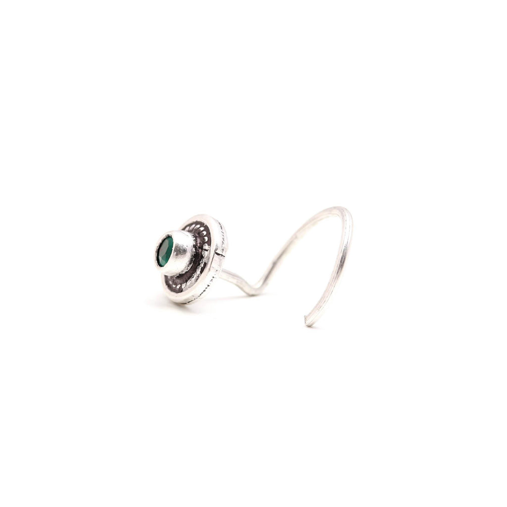 Oxidised Turkish CZ Nose Pin – 925 Silver Nose Ring