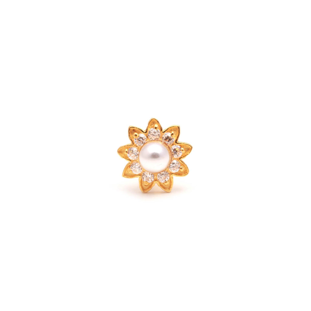 18KT Hallmarked Gold Nose Ring Round Brilliant CZ Minimal Diamond Look Nose Pin