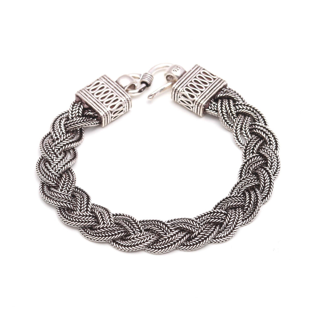 Braided Bracelet Men 925 Sterling Silver Oxidized Bracelet