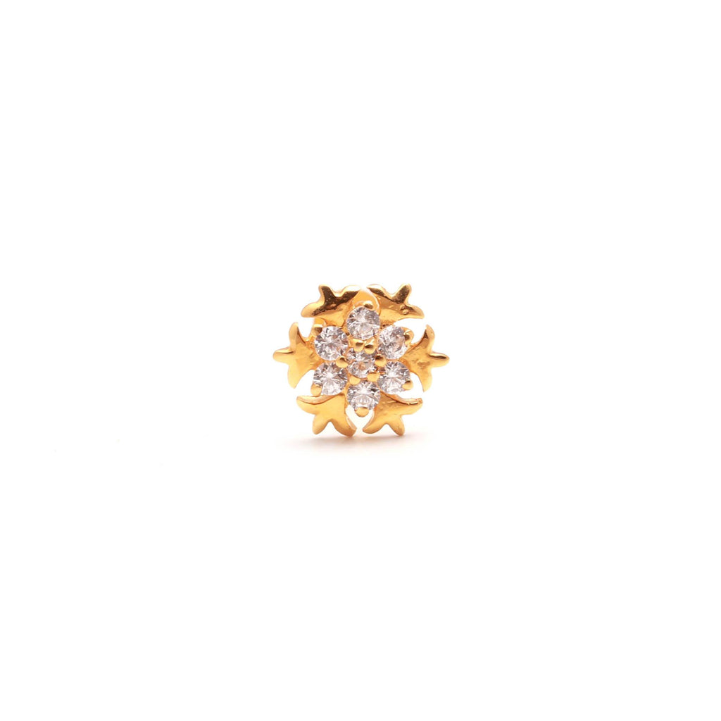 18KT Gold Nose Stud Round Brilliant CZ Fine Nose Ring Jewelry