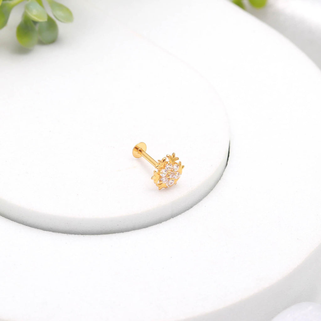 18KT Gold Nose Stud Round Brilliant CZ Fine Nose Ring Jewelry
