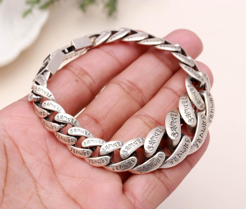 Oxidized Sterling Silver Men Bracelet Lord Shiva Bracelet