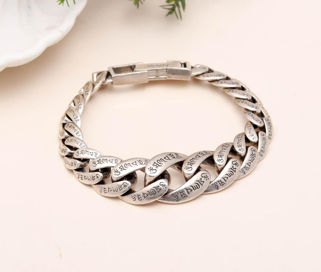 Oxidized Sterling Silver Men Bracelet Lord Shiva Bracelet