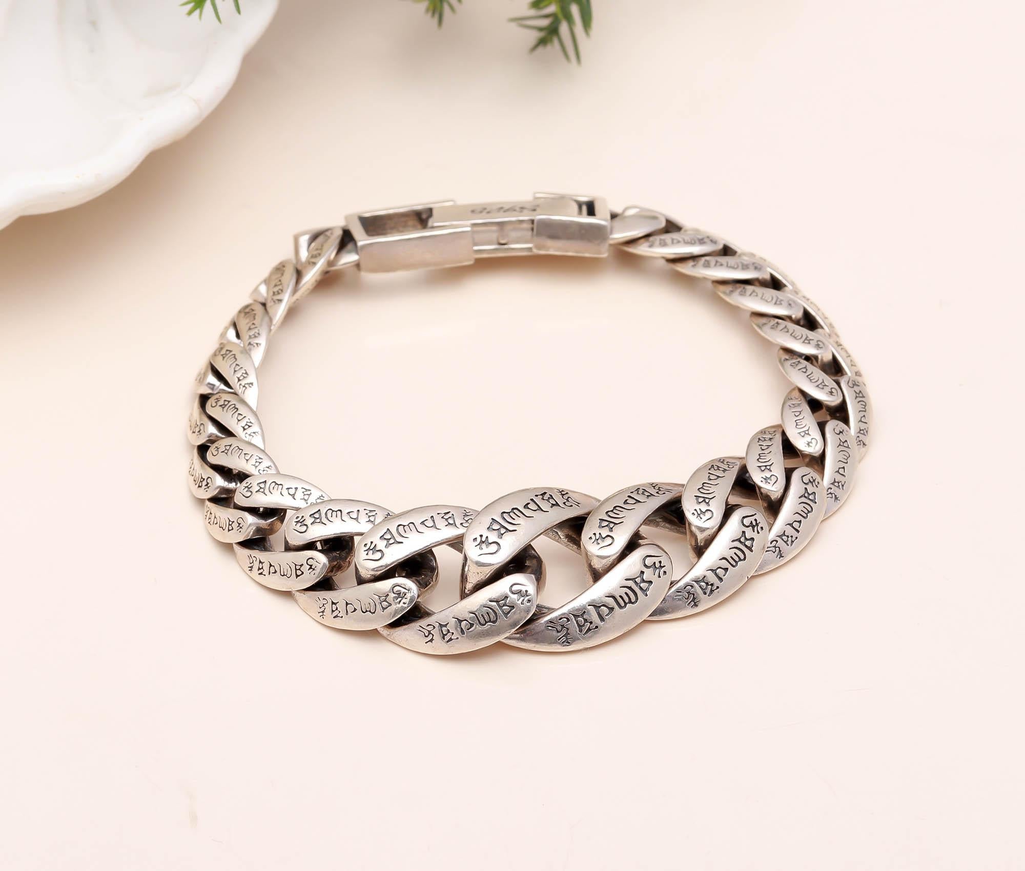 Oxidized Sterling Silver Men Bracelet Lord Shiva Bracelet