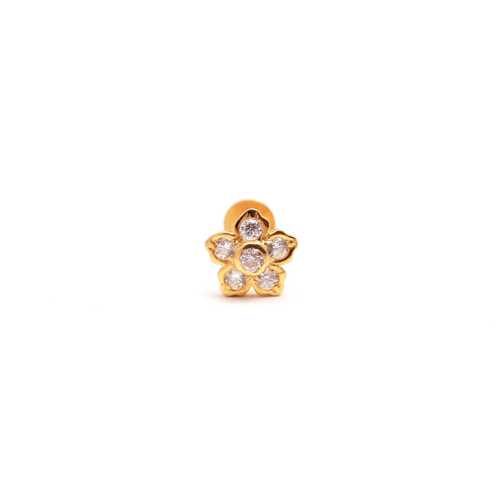 Gold Round Brilliant CZ Nose Ring Elegant Minimal Nose Jewelry for Women