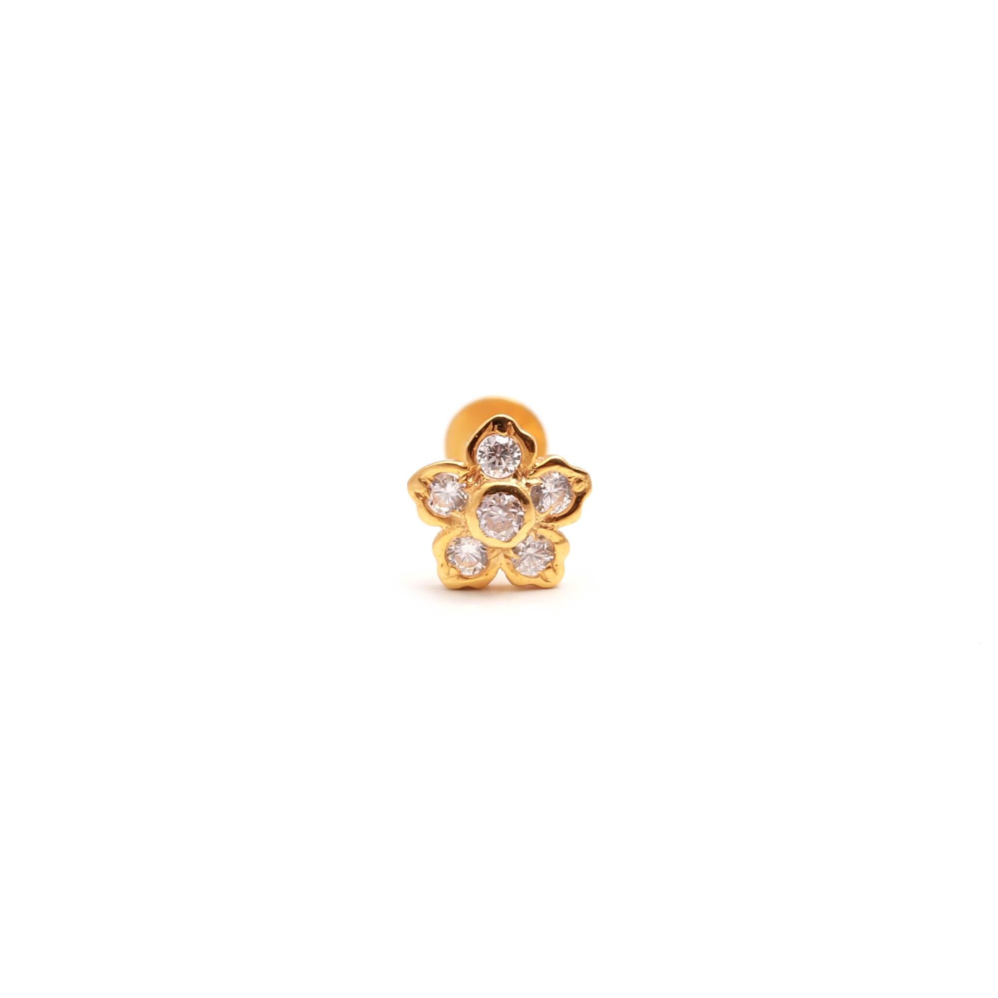 Gold Round Brilliant CZ Nose Ring Elegant Minimal Nose Jewelry for Women
