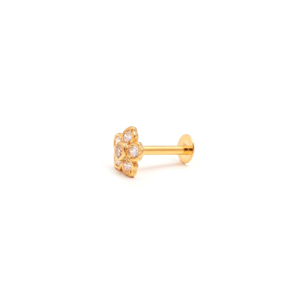 Gold Round Brilliant CZ Nose Ring Elegant Minimal Nose Jewelry for Women