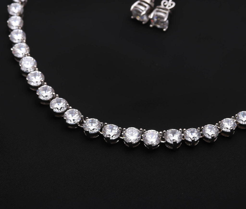 Delicate CZ Bridal Necklace with Coordinated Earrings Wedding Wear Jewelry