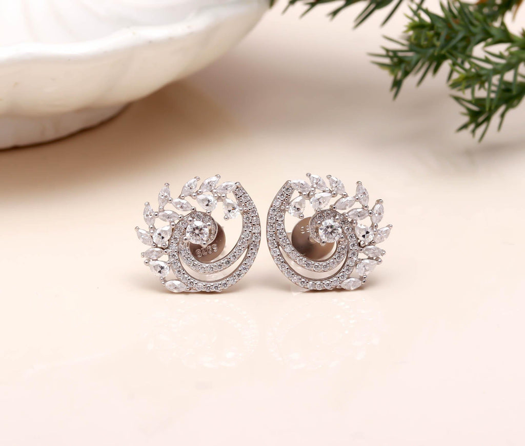 Luxury Round Cut Moissanite Earrings – Sterling Silver Rhodium Everyday Wear Studs