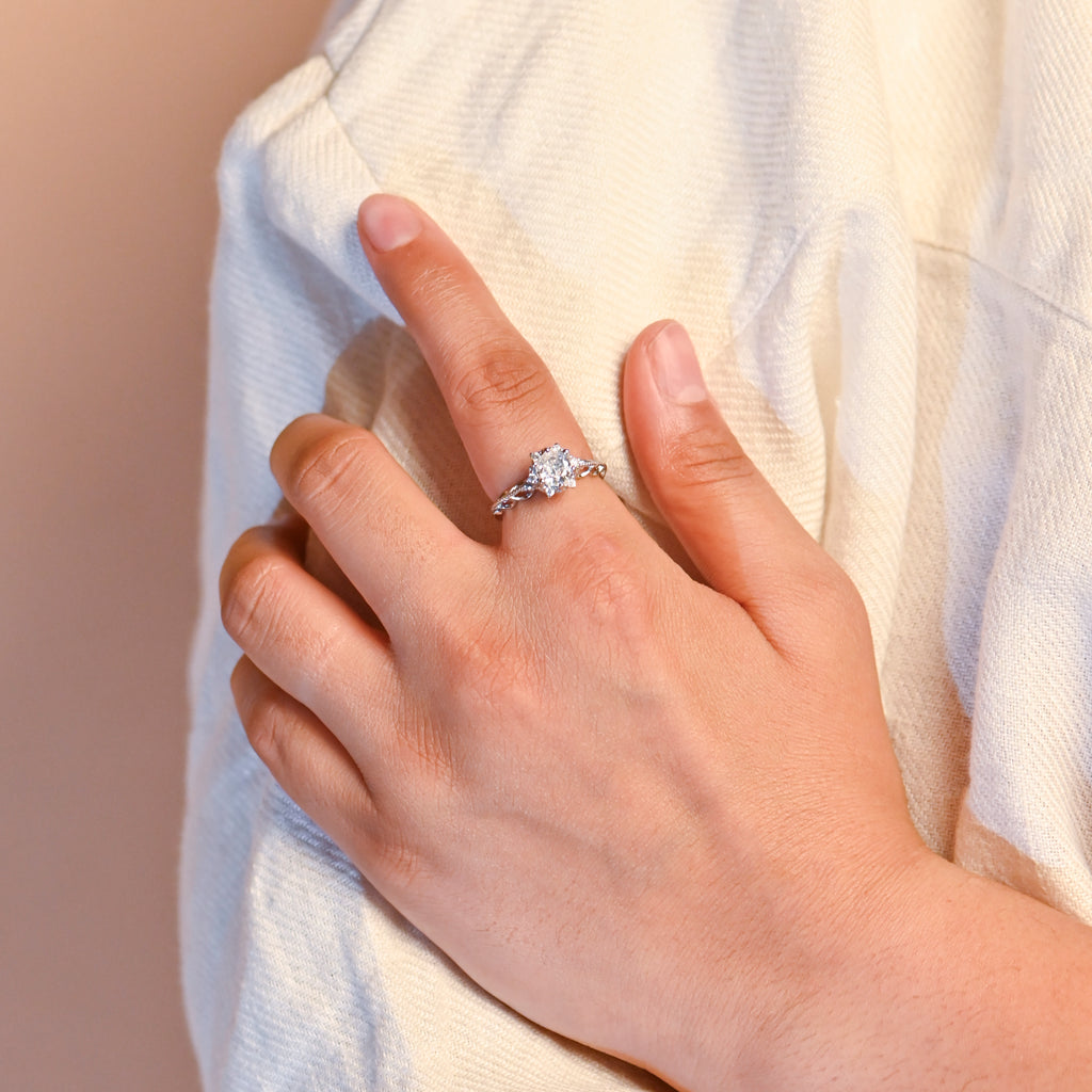 925 Silver Round Ring with Cubic Zirconia  Minimalist Statement Ring