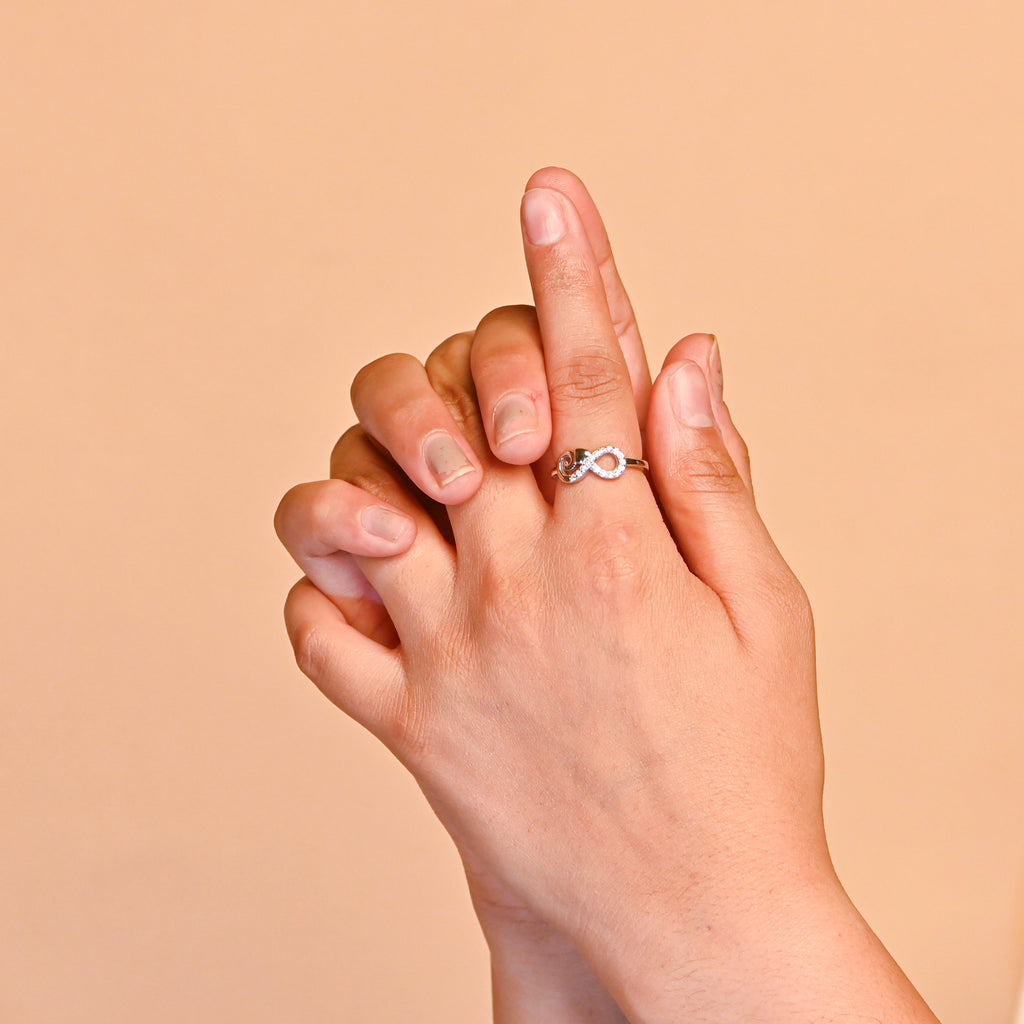 Hypoallergenic 925 Sterling Silver Infinity Ring with Cubic Zirconia