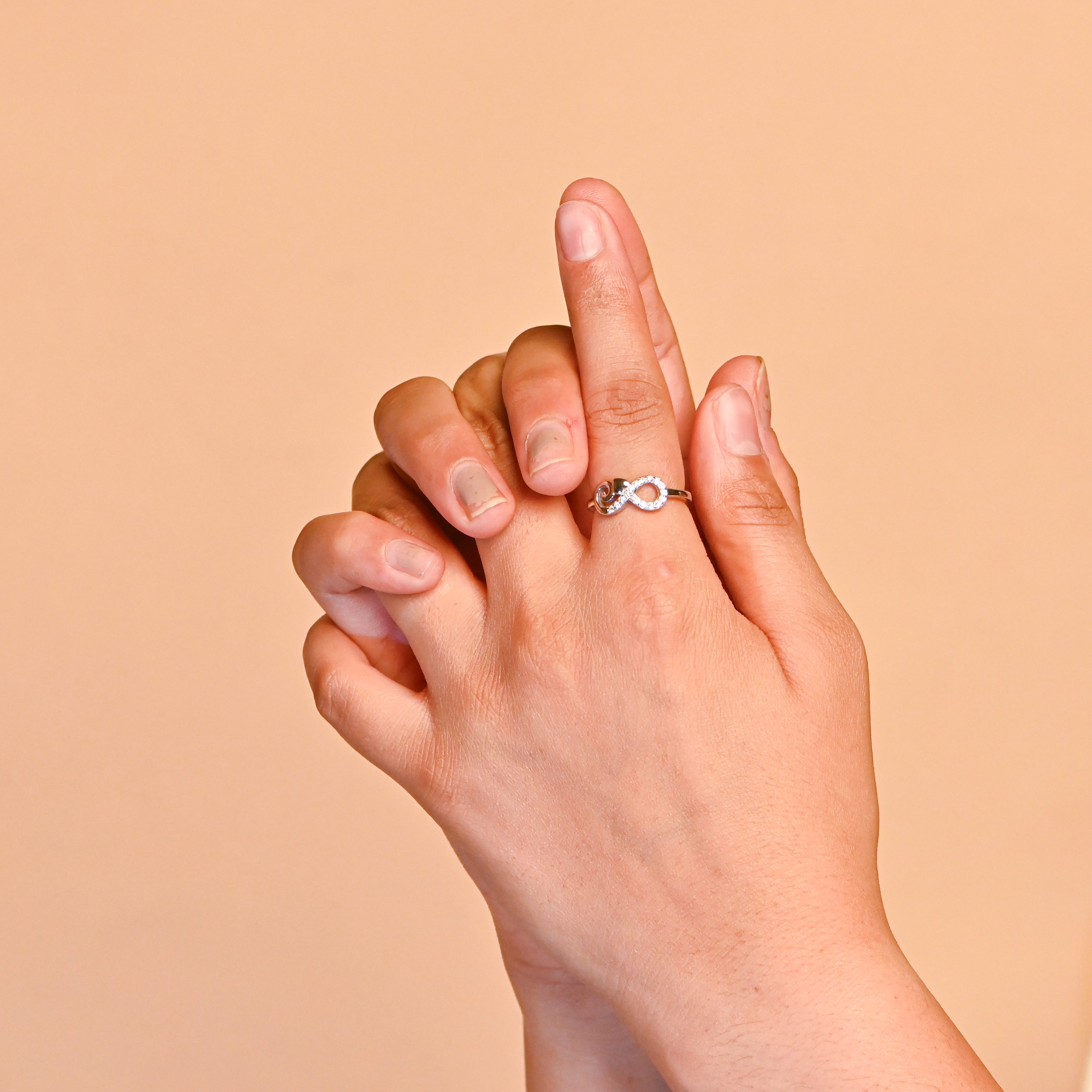 Hypoallergenic 925 Sterling Silver Infinity Ring with Cubic Zirconia