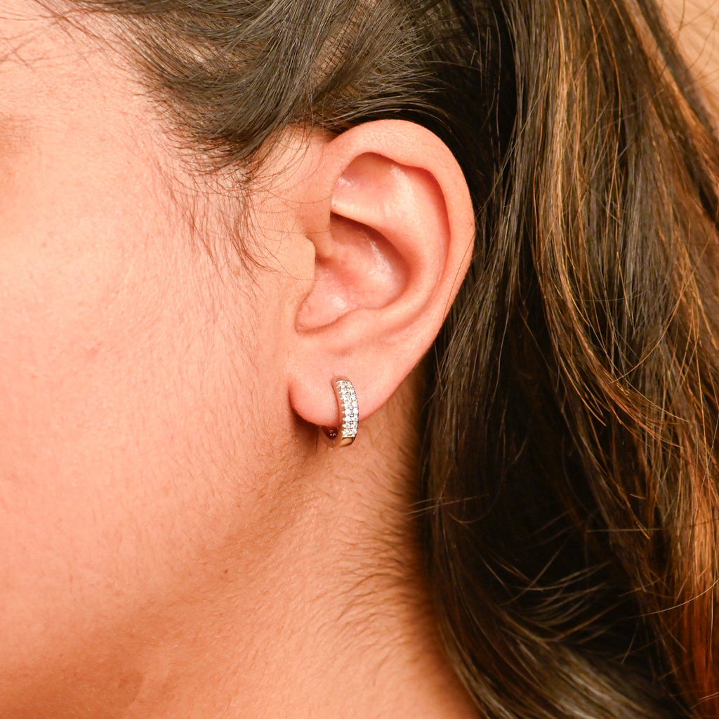 Cubic Zirconia Stone Hoop Earring – Sterling Silver Jewellery Gift for Her