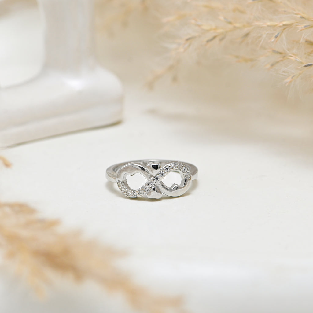 925 Silver Infinity Ring with Cubic Zirconia – Minimalist Statement Ring