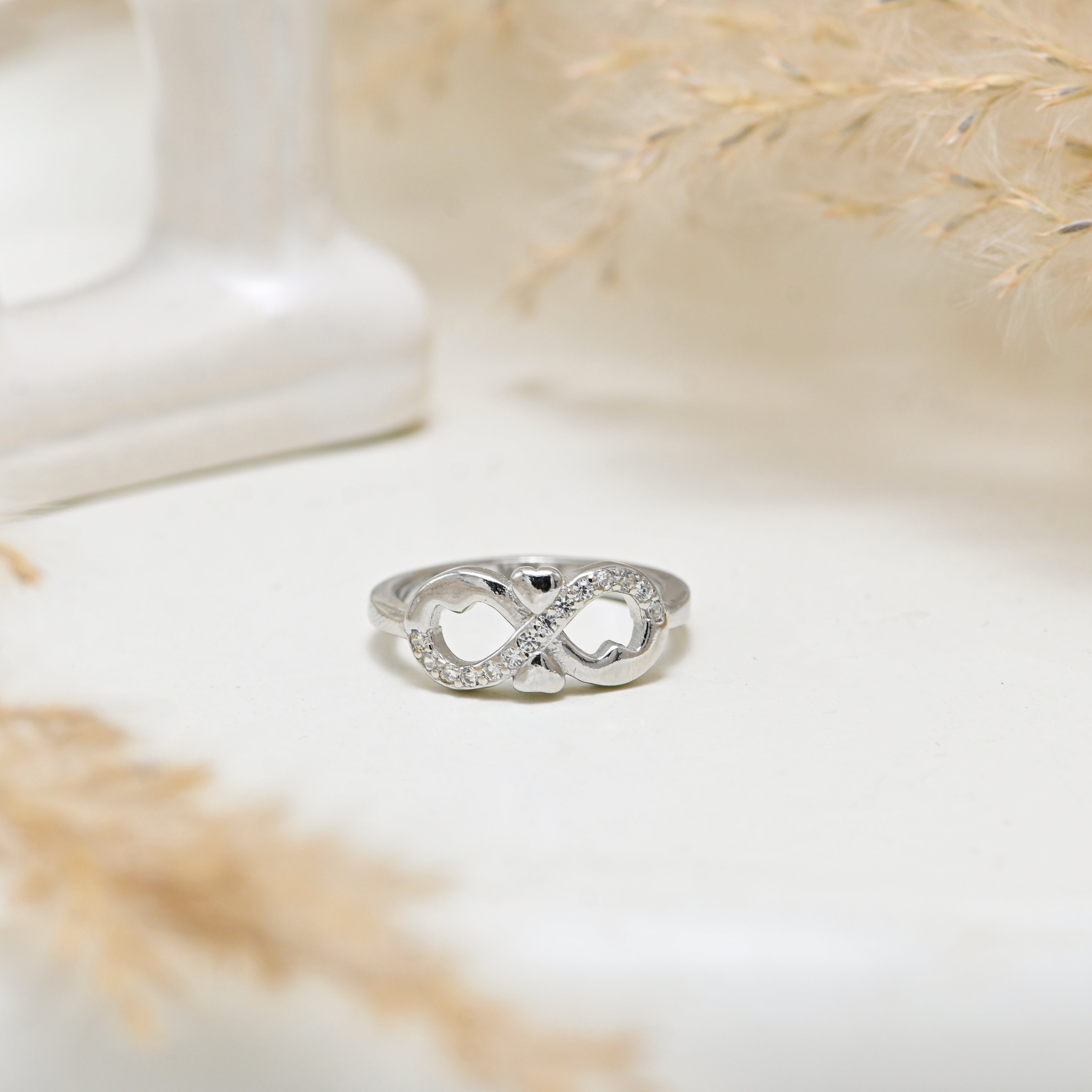 925 Silver Infinity Ring with Cubic Zirconia – Minimalist Statement Ring