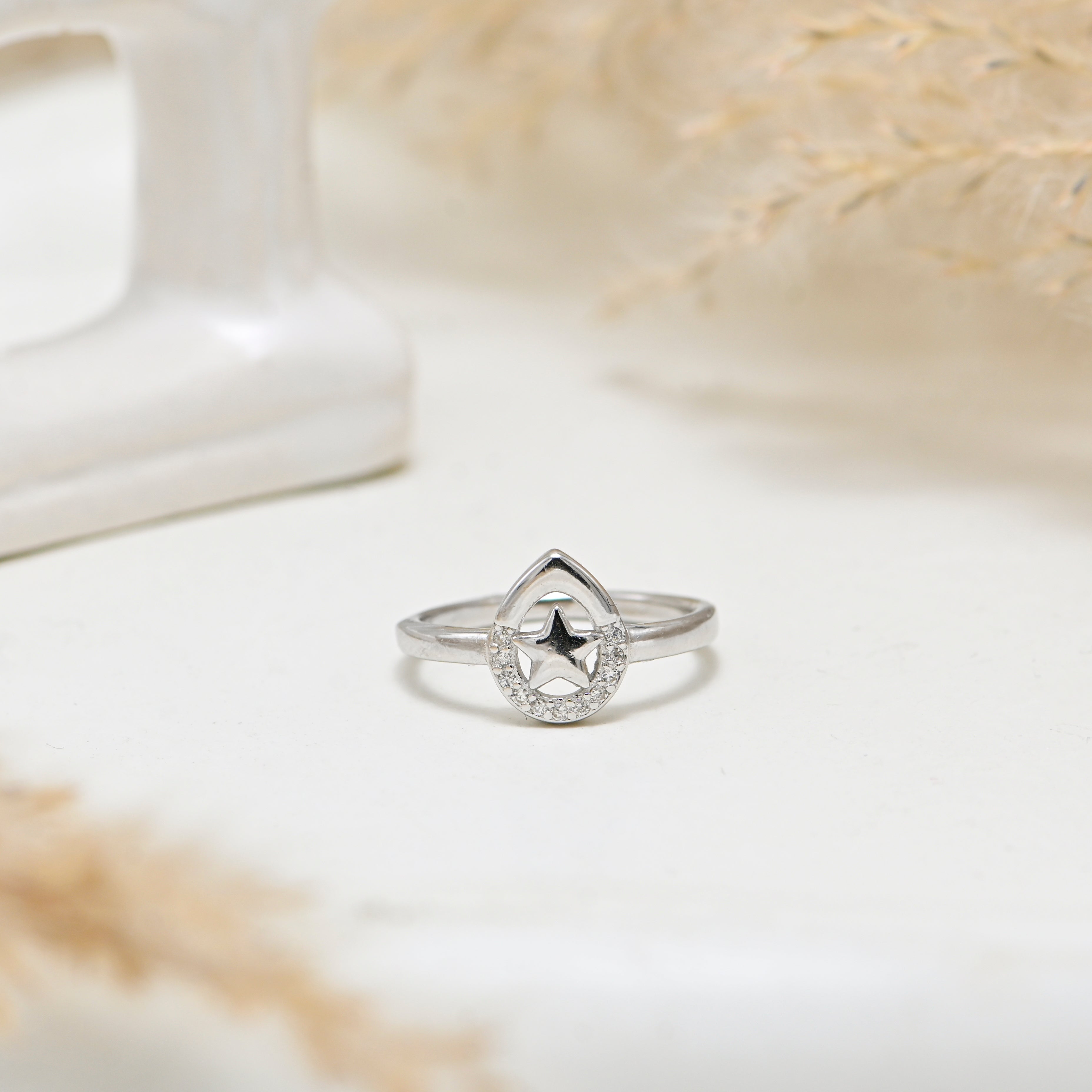 Genuine 925 Sterling Silver Ring with Clear CZ Stone Birthstone Handmade Ring