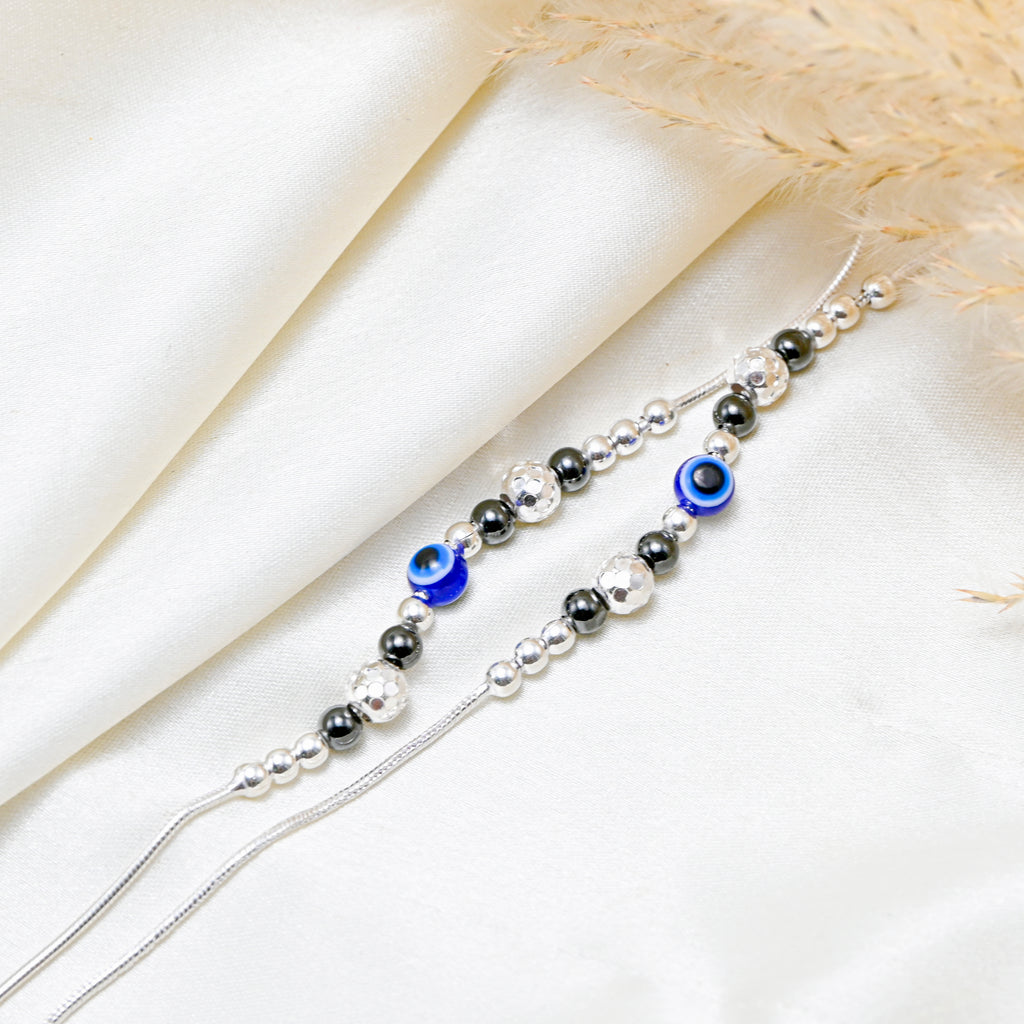 925 Sterling Silver Evil Eye Beaded Anklet For Women | Charm Minimal Anklet
