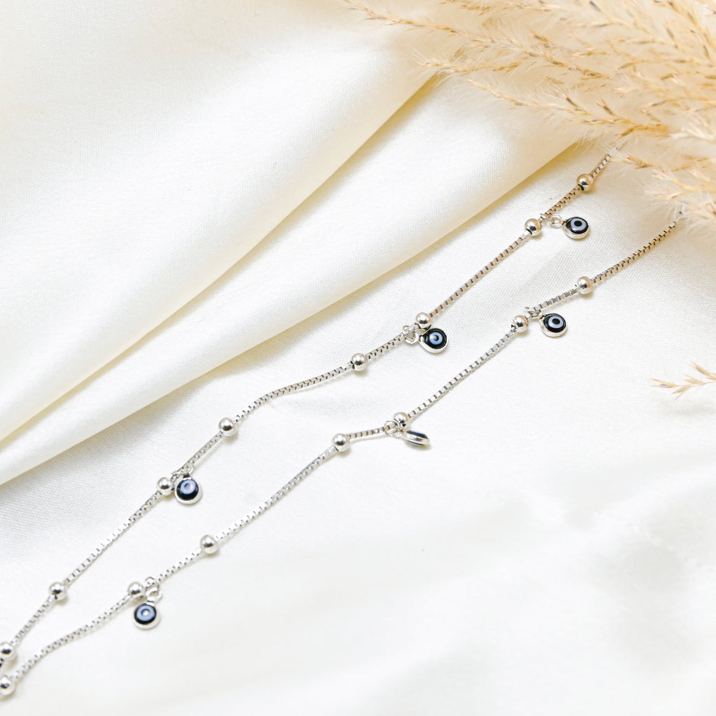 925 Sterling Silver Anklet Pair Dainty Silver Chain for Women | Gift For Her | Minimal Silver Anklet