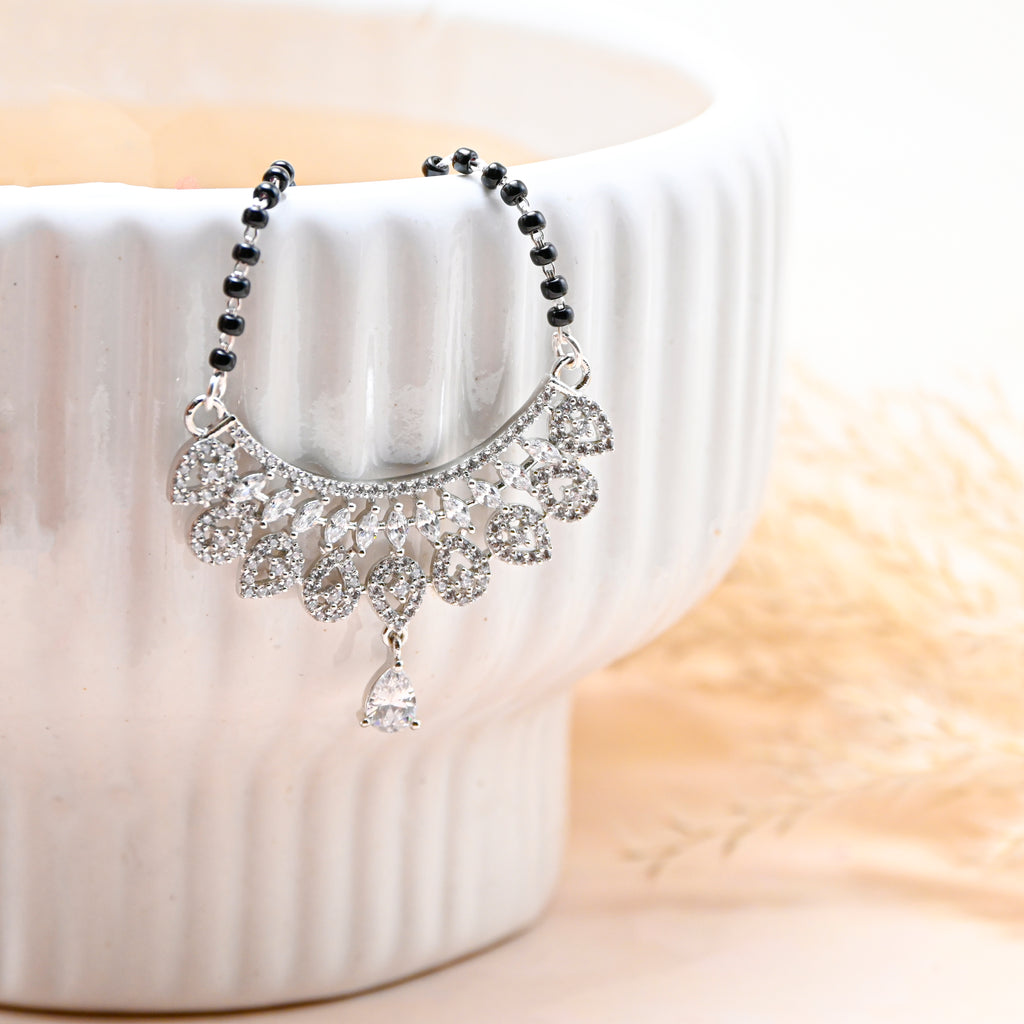 925 Sterling Silver Mangalsutra Necklace | Cubic Zirconia Pendant