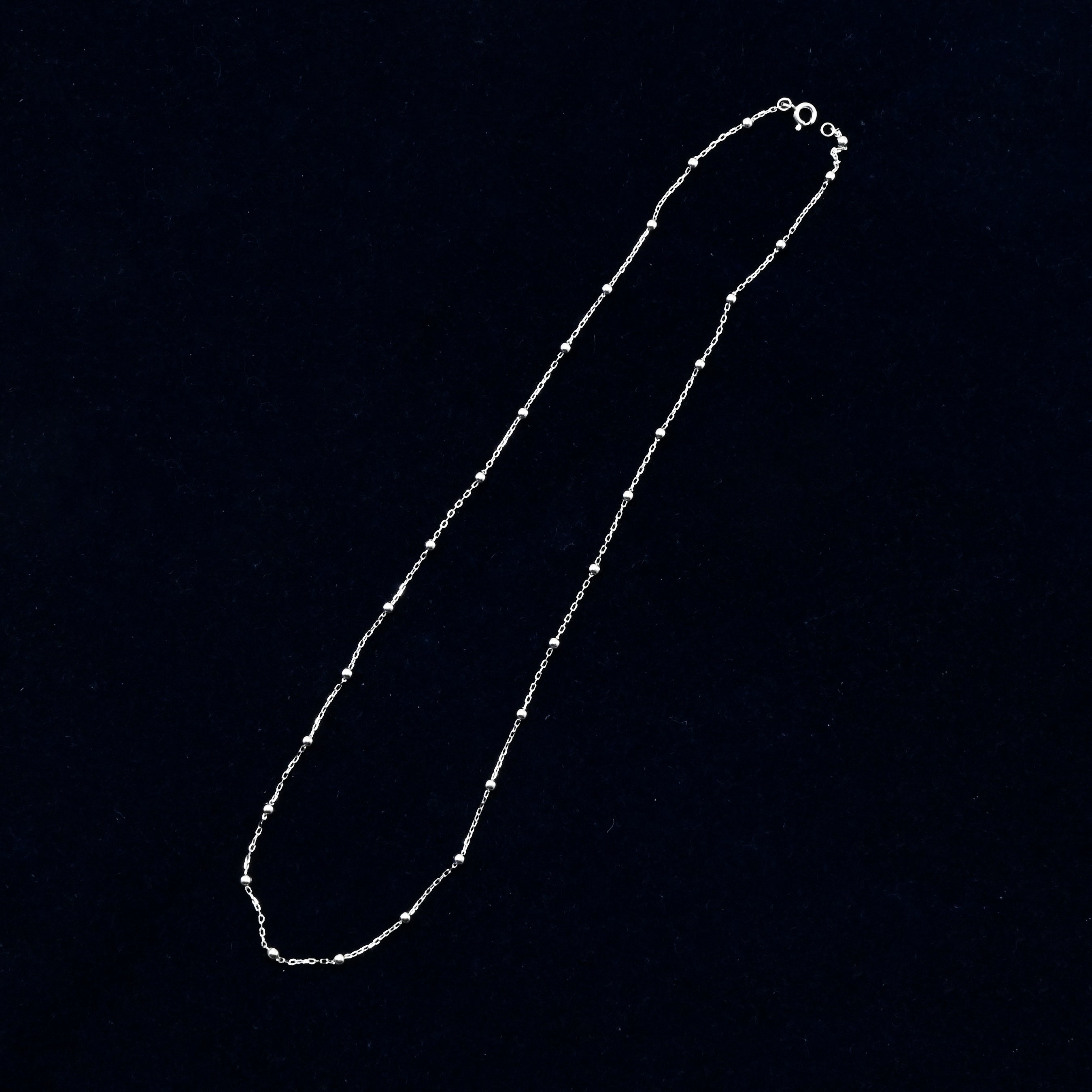 925 Sterling Silver Beaded Chain Necklace | Dainty Minimalist Silver Necklace