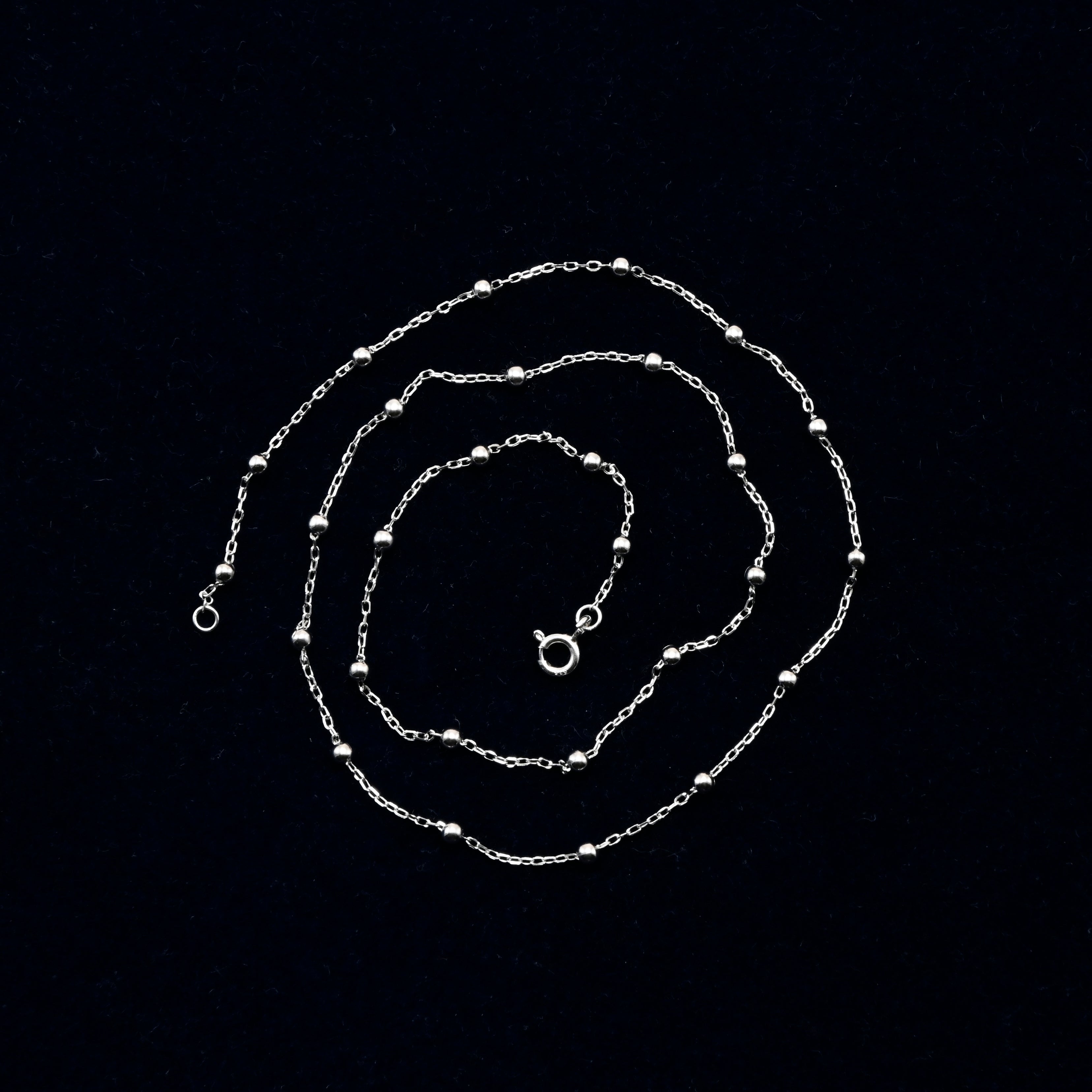 925 Sterling Silver Beaded Chain Necklace | Dainty Minimalist Silver Necklace