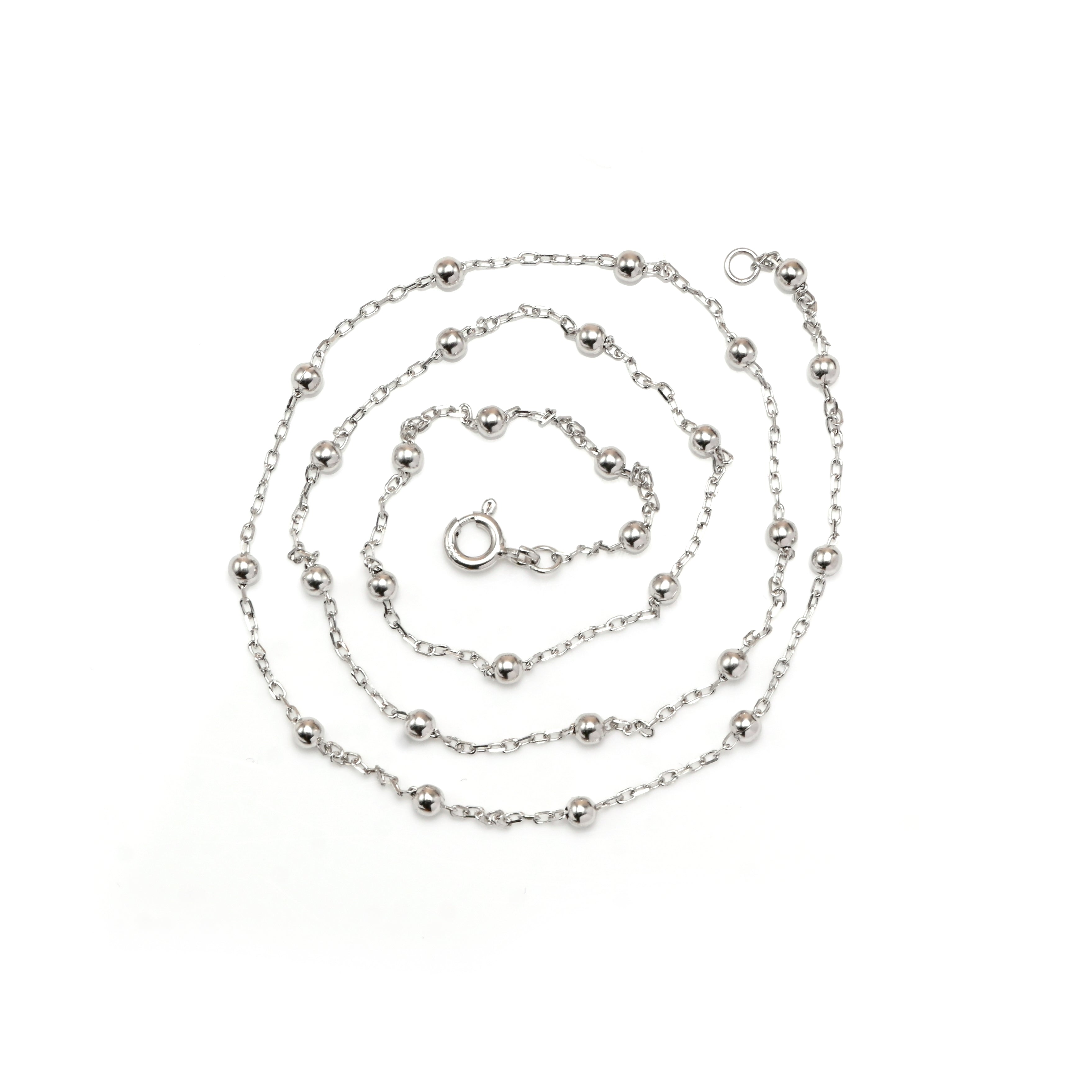 925 Sterling Silver Beaded Chain Necklace | Dainty Minimalist Silver Necklace