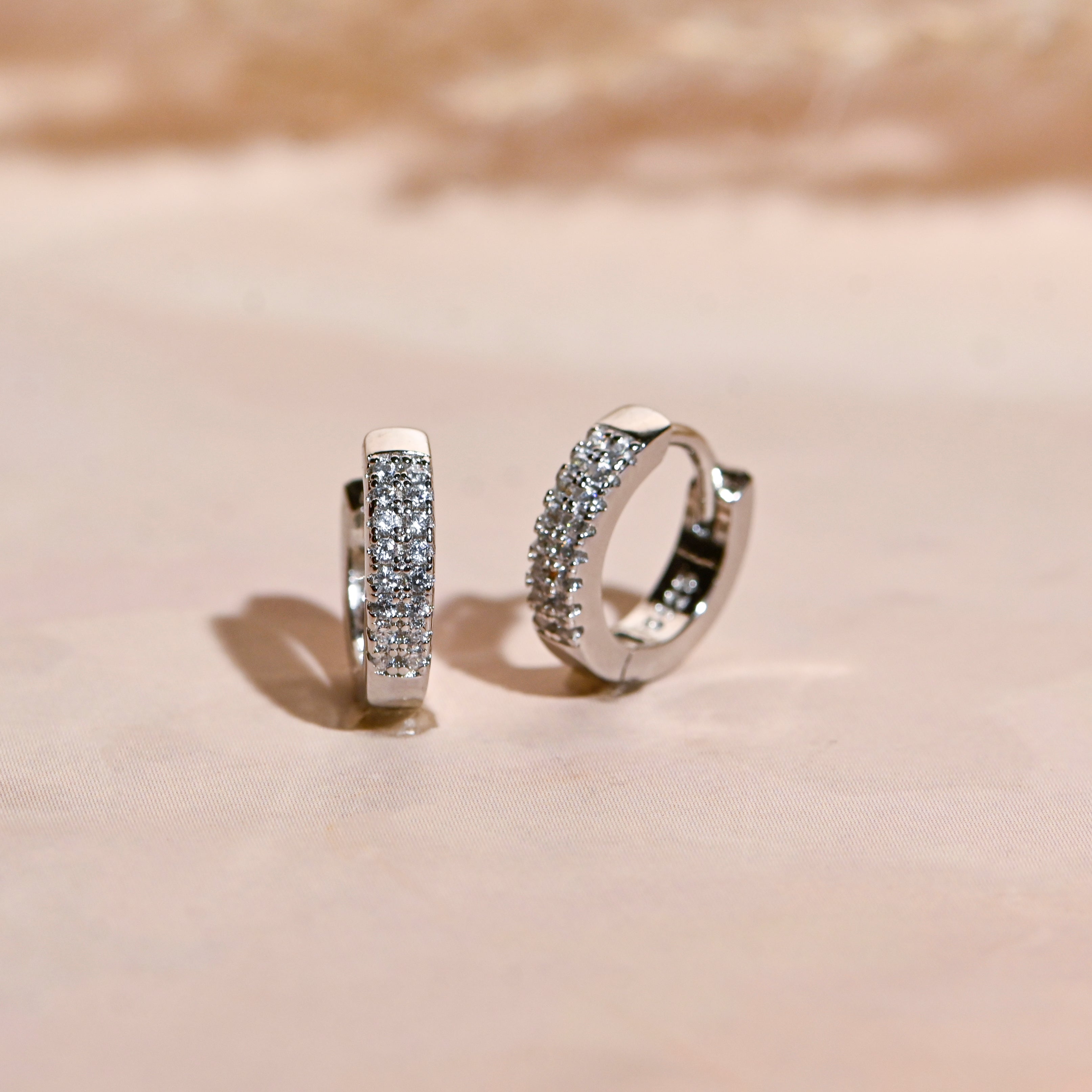 Cubic Zirconia Stone Hoop Earring – Sterling Silver Jewellery Gift for Her