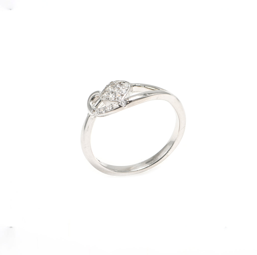 Refined 925 Sterling Silver Cubic Zirconia Ring | Round Stone Rhodium Finish