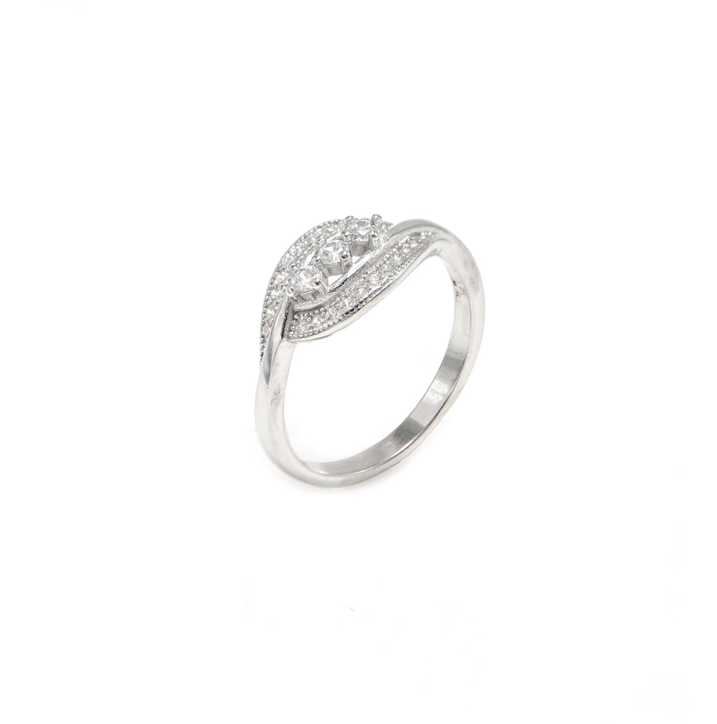 Brilliant 925 Sterling Silver Round Cubic Zirconia Ring | Rhodium Plated
