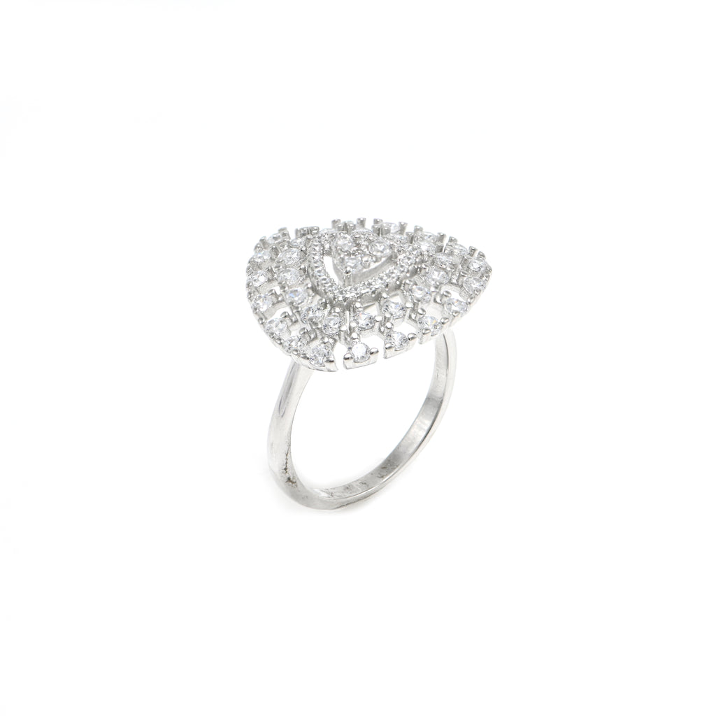 Radiant 925 Sterling Silver Round Cubic Zirconia Ring – Rhodium Plated