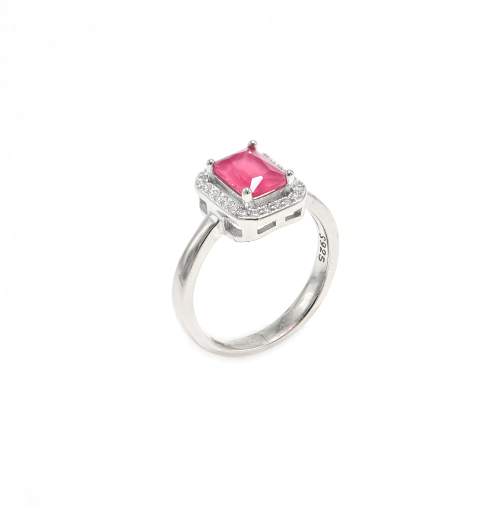 925 Sterling Silver Round Cubic Zirconia Ring | Sparkling CZ | Rhodium Coated