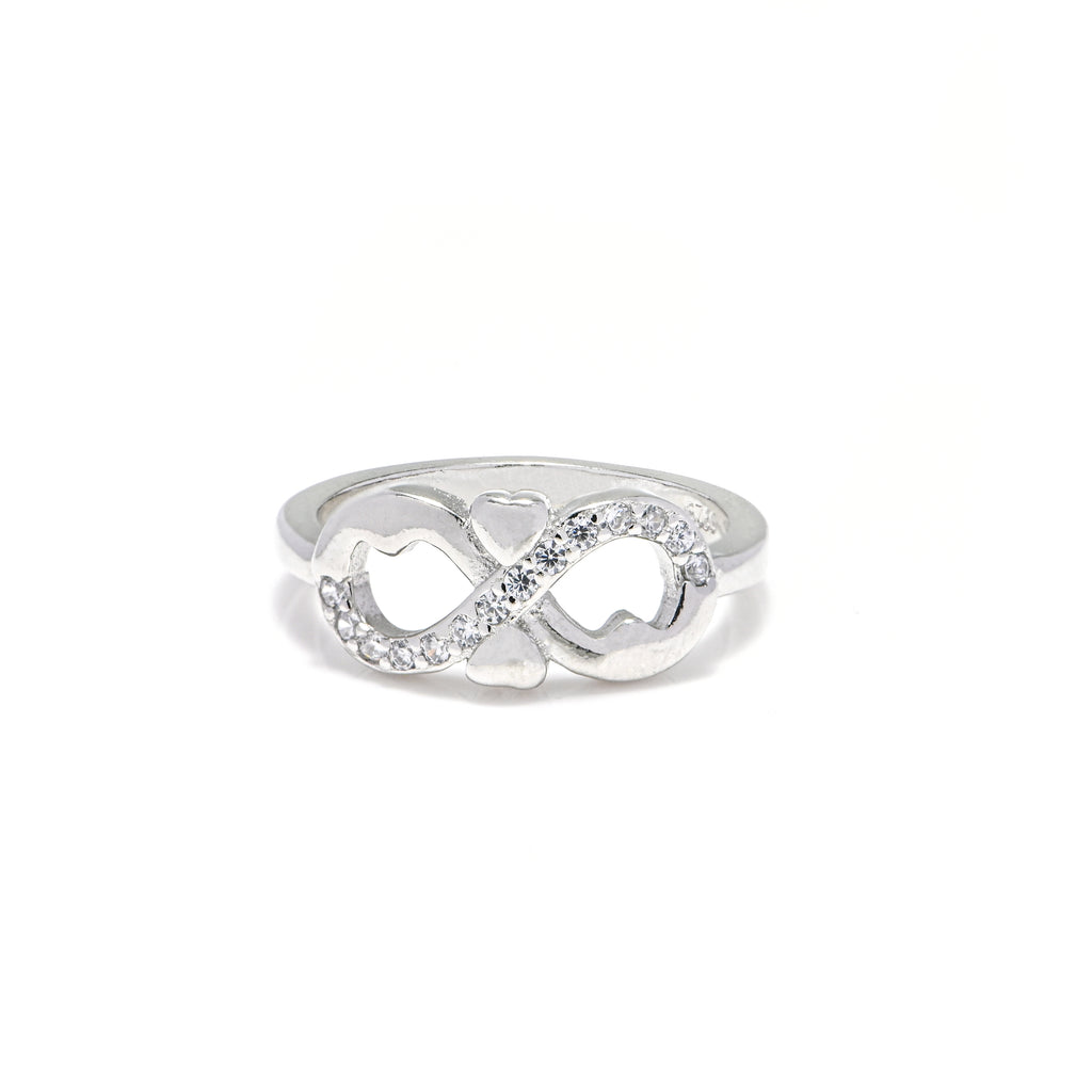 925 Silver Infinity Ring with Cubic Zirconia – Minimalist Statement Ring