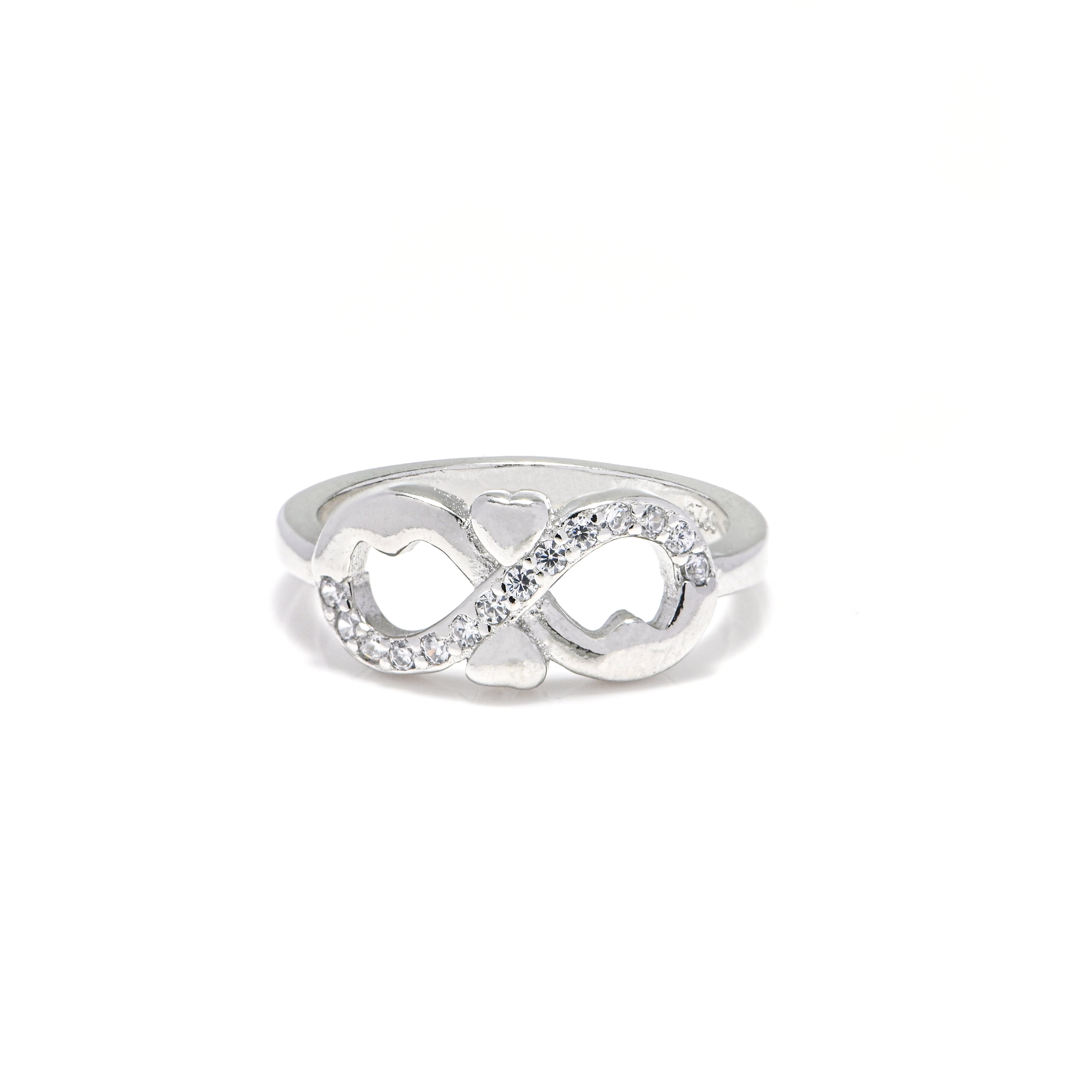 925 Silver Infinity Ring with Cubic Zirconia – Minimalist Statement Ring