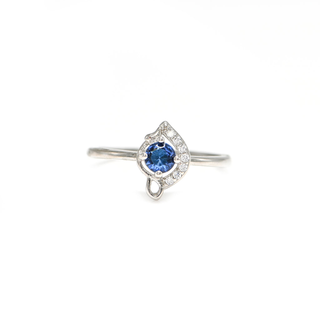 Luxury 925 Sterling Silver Cubic Zirconia Ring with Round Sparkle & Rhodium Finish