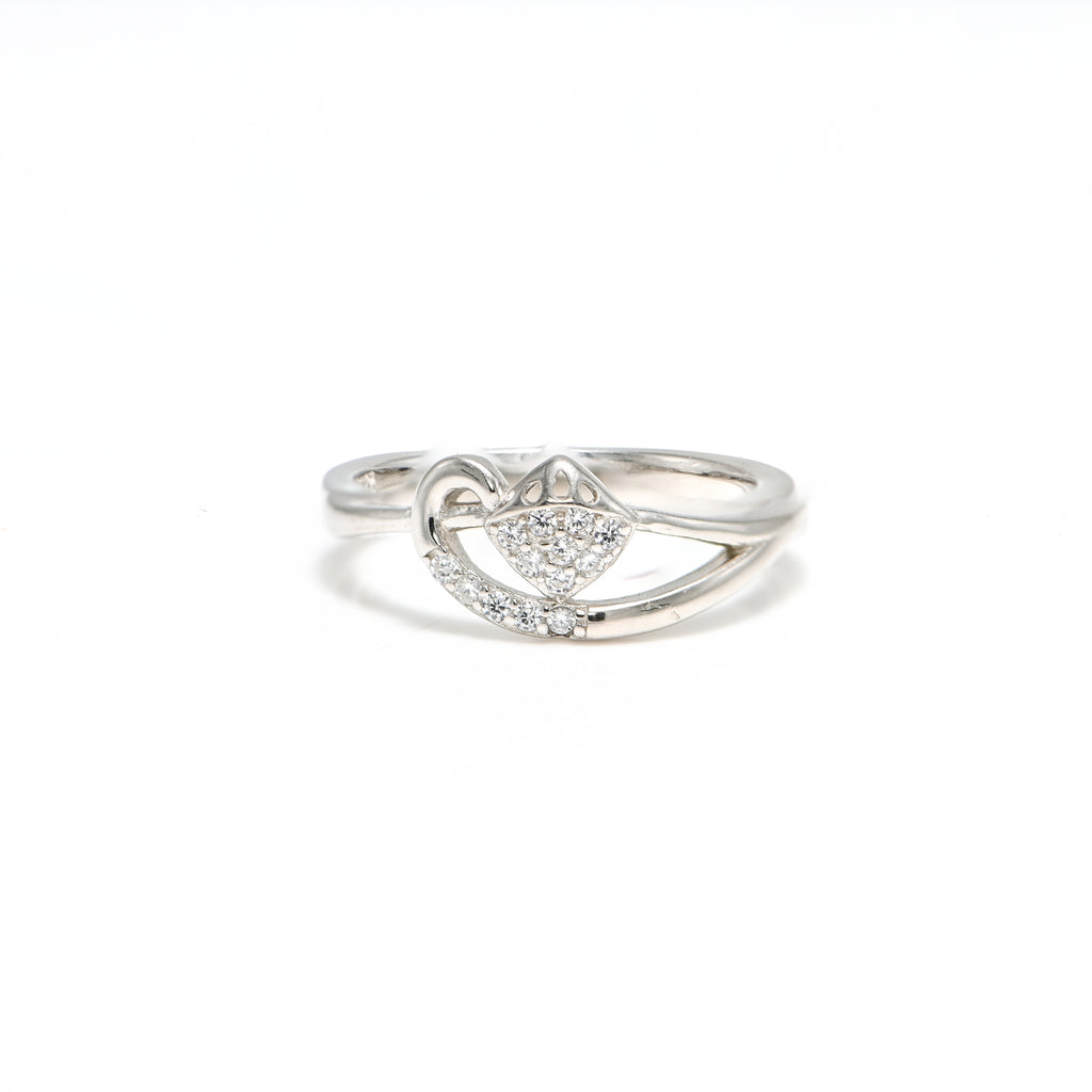Refined 925 Sterling Silver Cubic Zirconia Ring | Round Stone Rhodium Finish