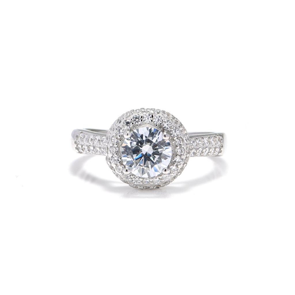 Women’s 925 Silver Ring Round Brilliant Cubic Zirconia Setting Wedding Band