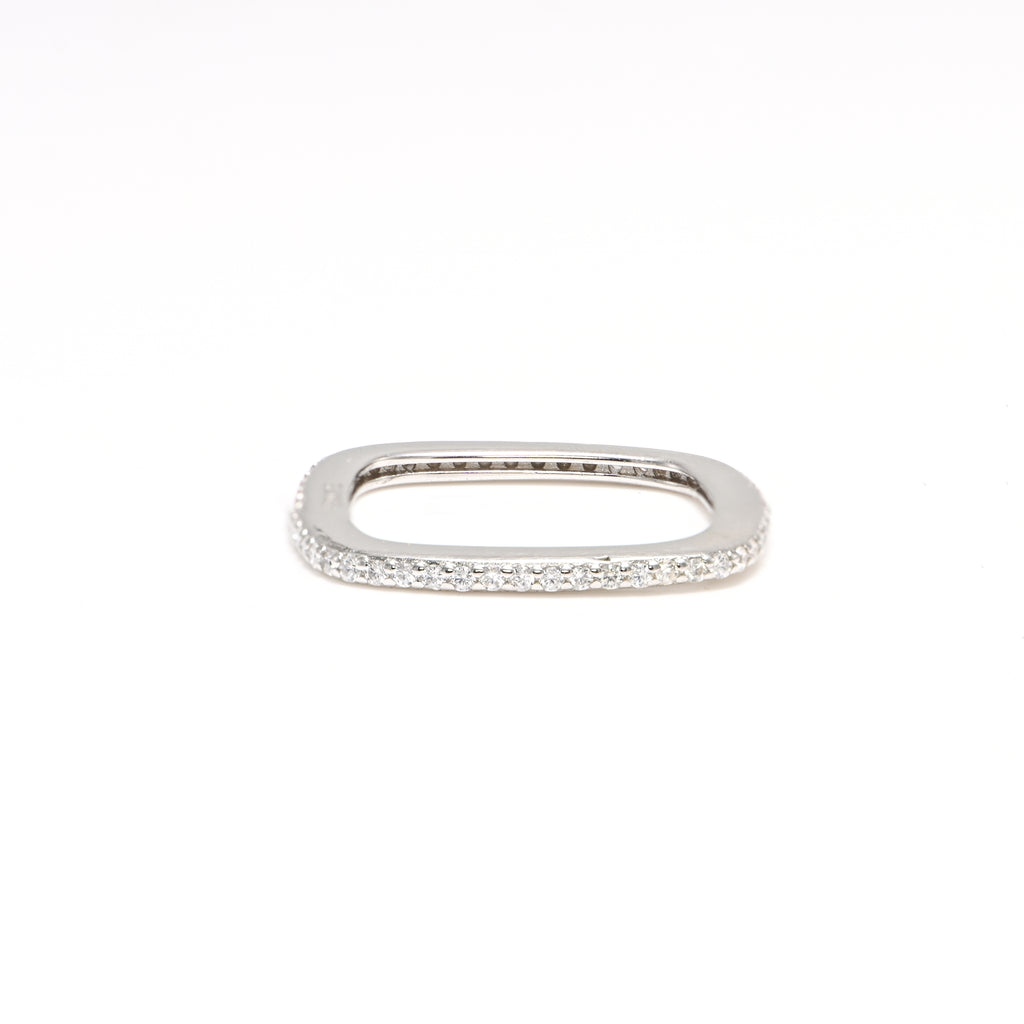 925 Sterling Silver Round CZ Ring with Rhodium Coating