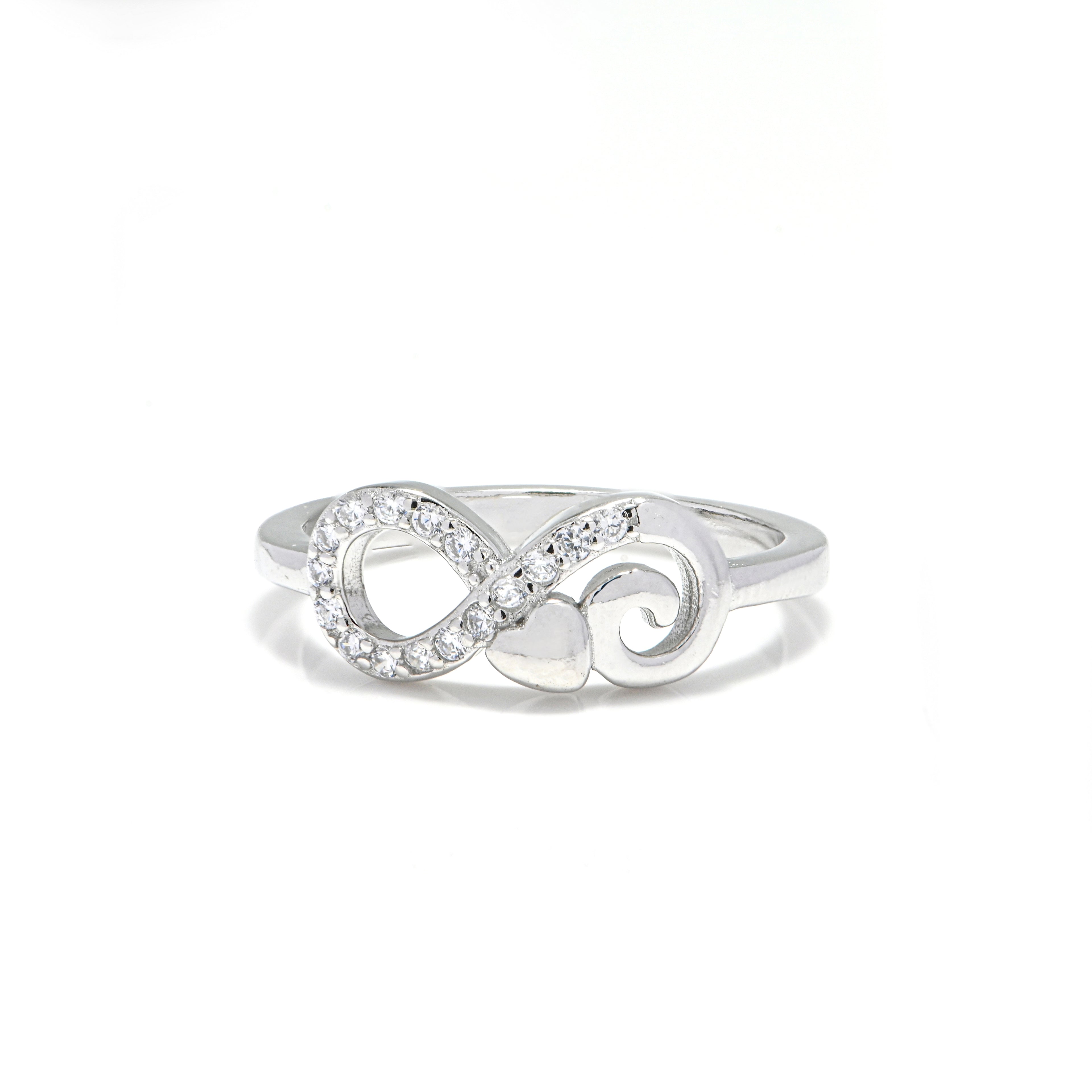 925 Sterling Silver Infinity Ring with Sparkling Cubic Zirconia for Women Fashion Statement Ring