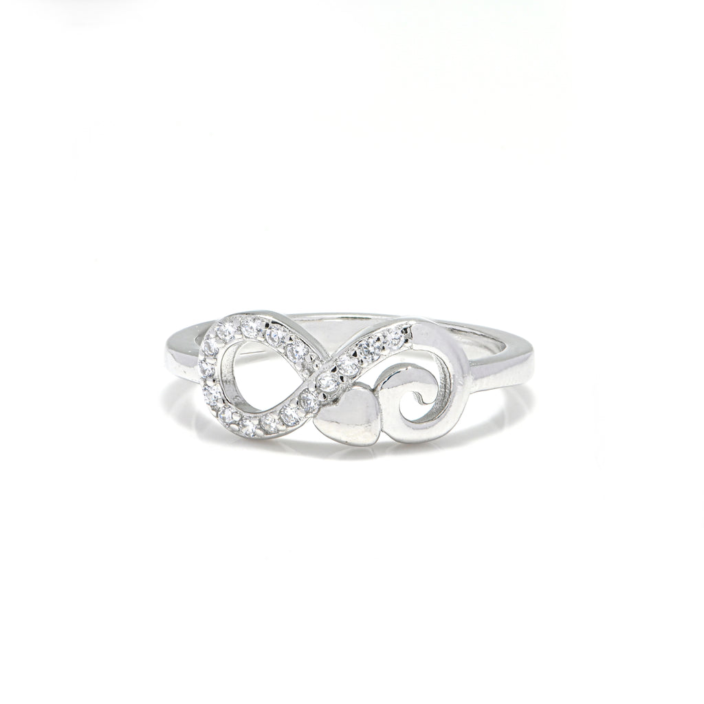 Hypoallergenic 925 Sterling Silver Infinity Ring with Cubic Zirconia