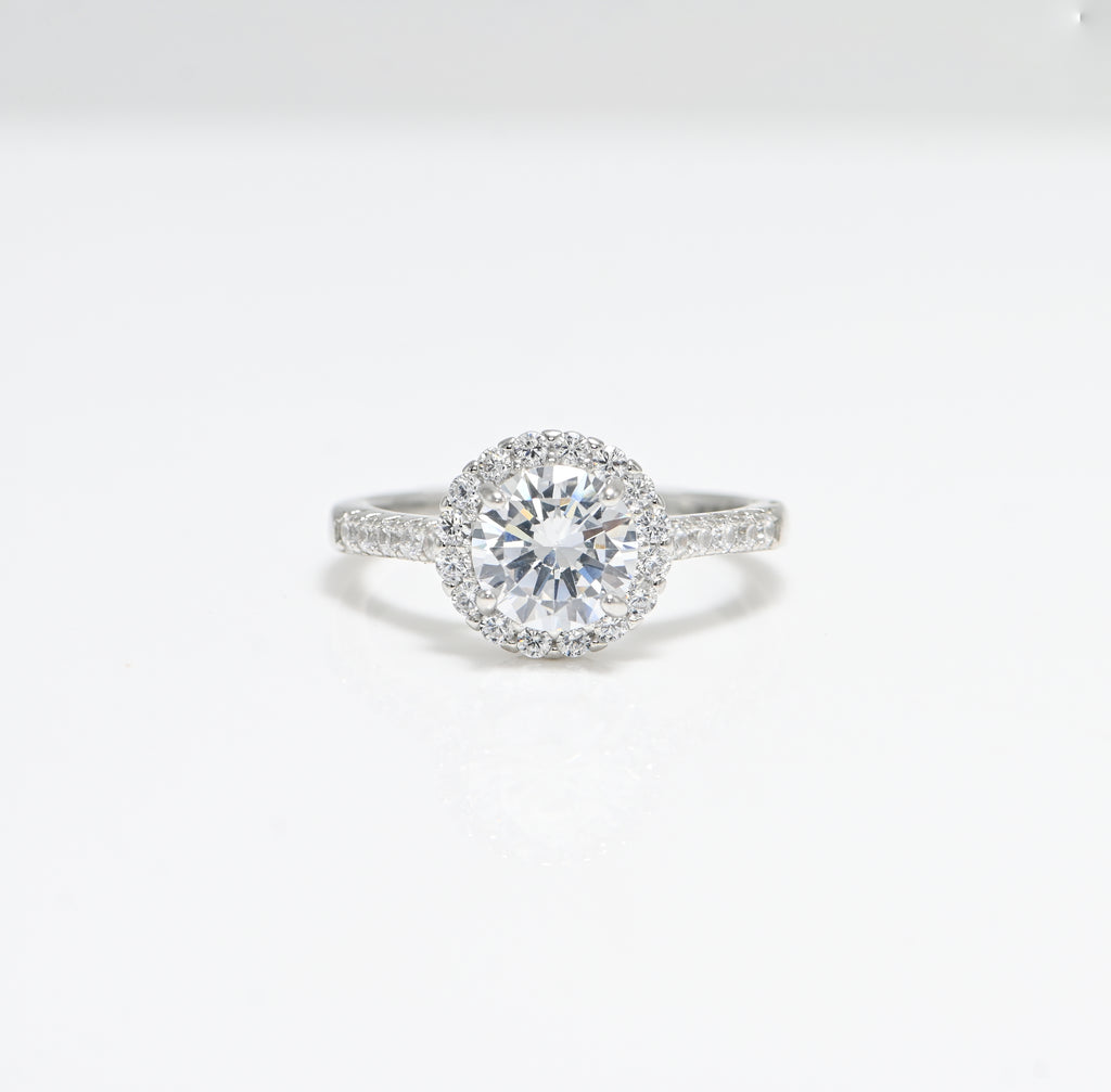 925 Sterling Silver Cubic Zirconia Ring, Round Cut CZ Sparkle Classic Women’s Jewelry