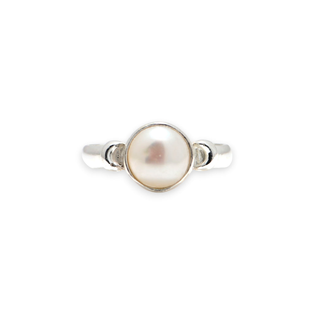 Minimal Pearl Ring 925 Silver, Classic Bridal Jewelry Wedding Wear
