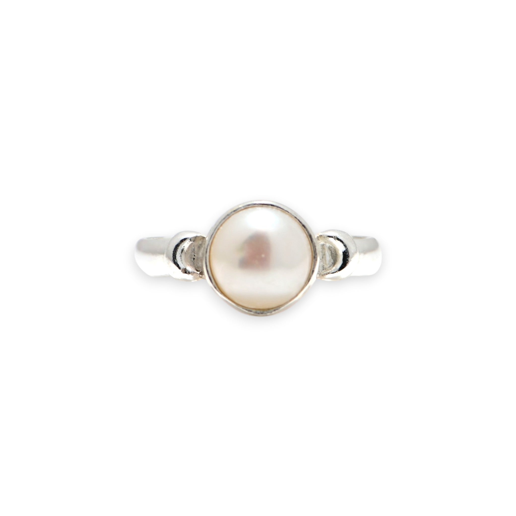 Minimal Pearl Ring 925 Silver, Classic Bridal Jewelry Wedding Wear