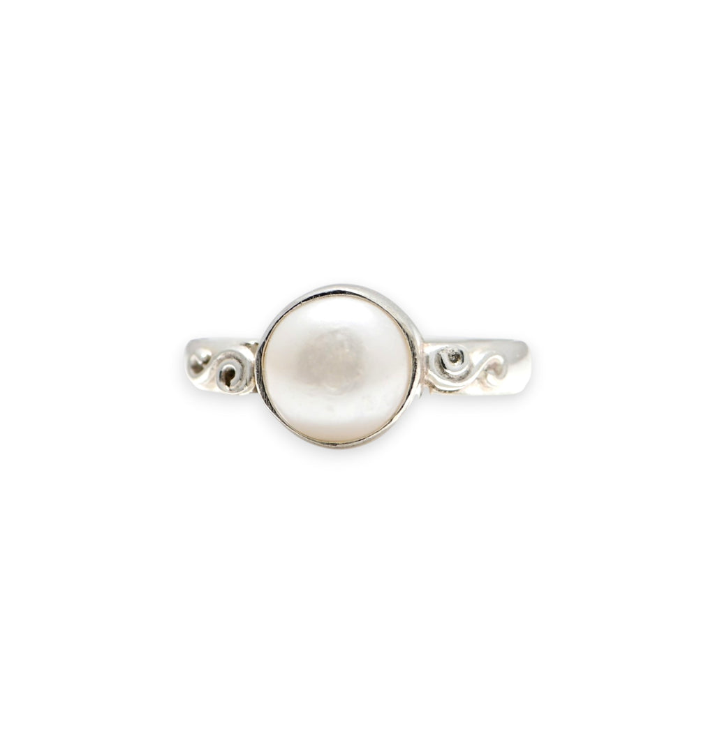 925 Silver Pearl Ring, Dainty Stackable Ring, Women Jewelry