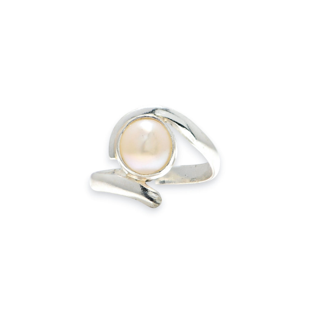 Sterling Silver Pearl Ring, Minimal Chic Everyday Ring