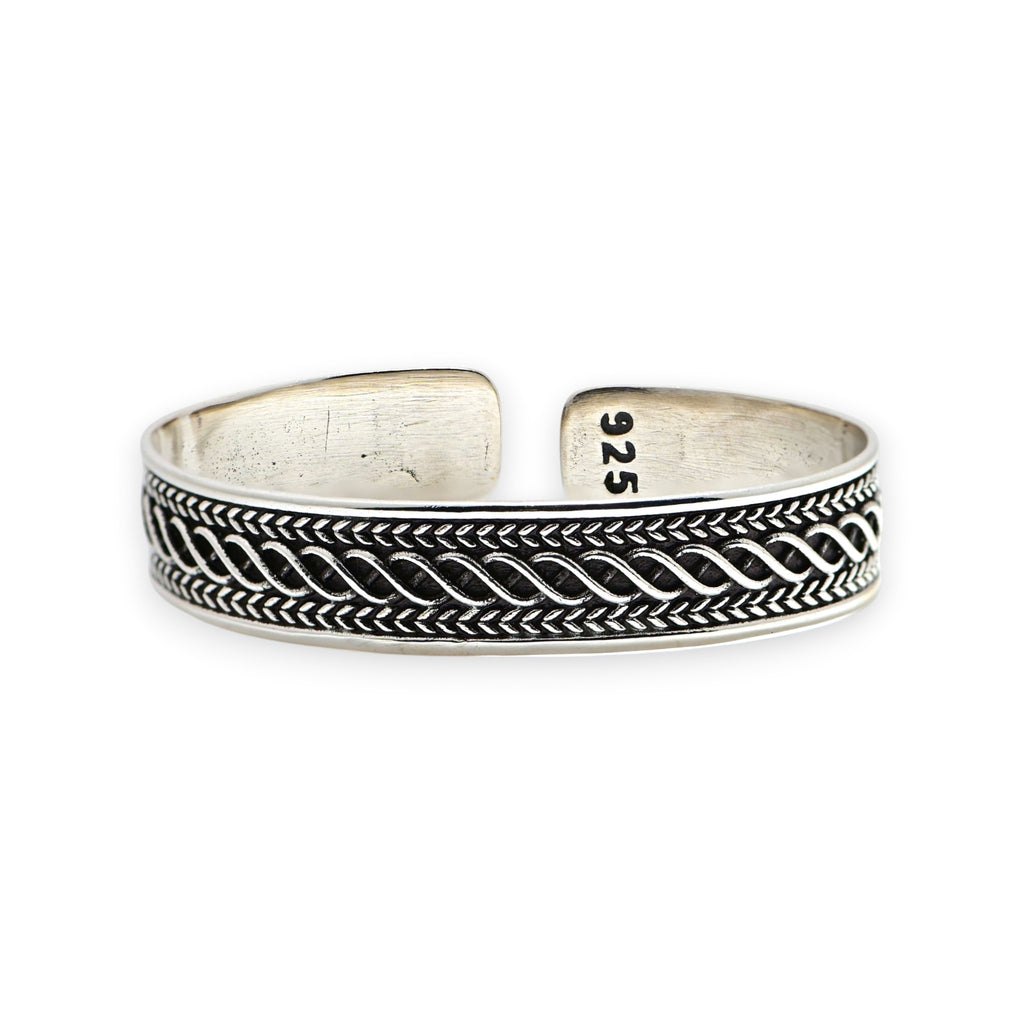 Vintage Tribal Silver Kada Handmade Chain Bracelet for Men