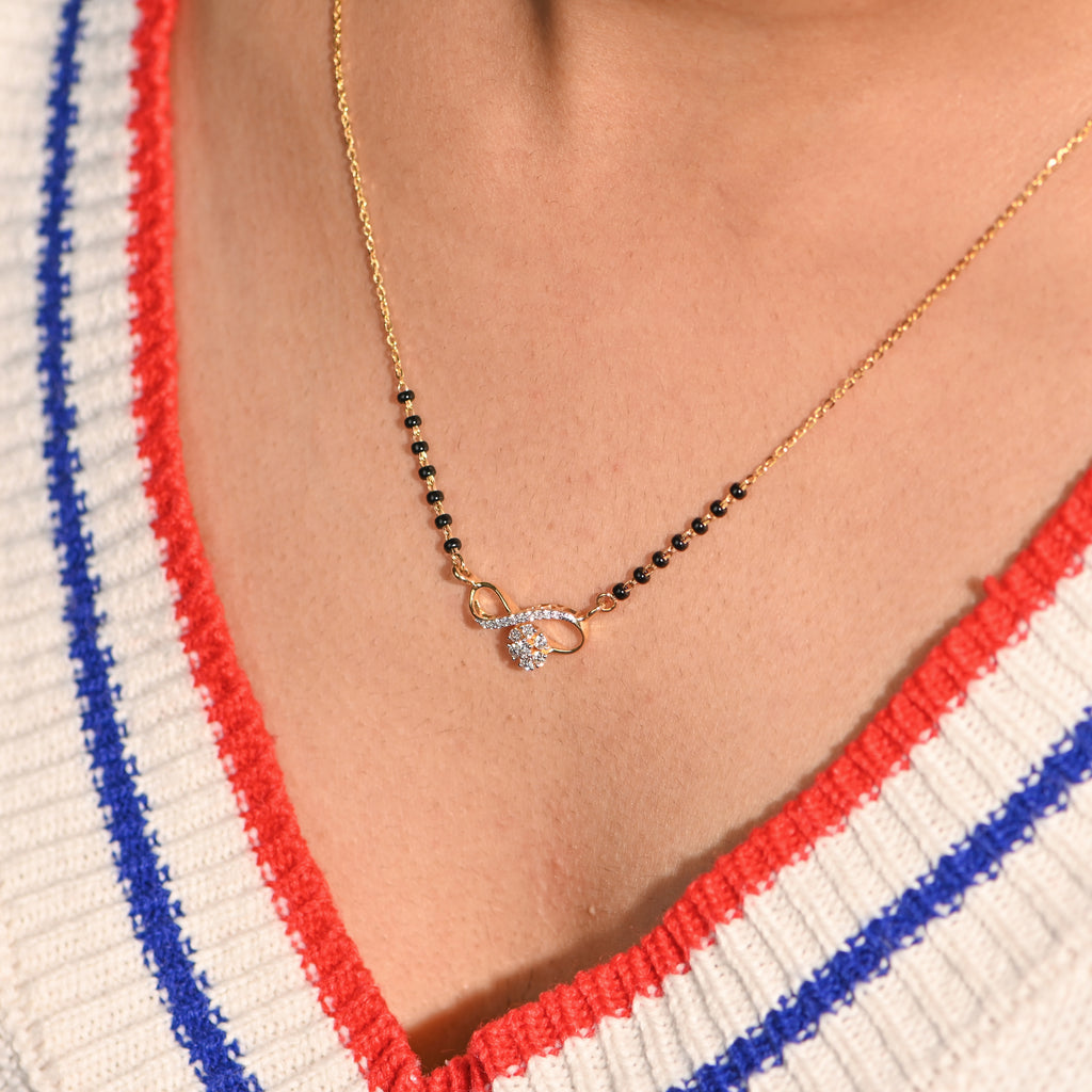 18KT Hallmark Gold IGI Certified Round Brilliant Diamond Mangalsutra