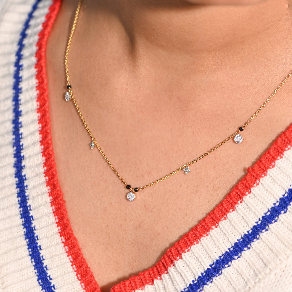 18KT Gold Mangalsutra with Round Brilliant Diamonds – Traditional & Timeless