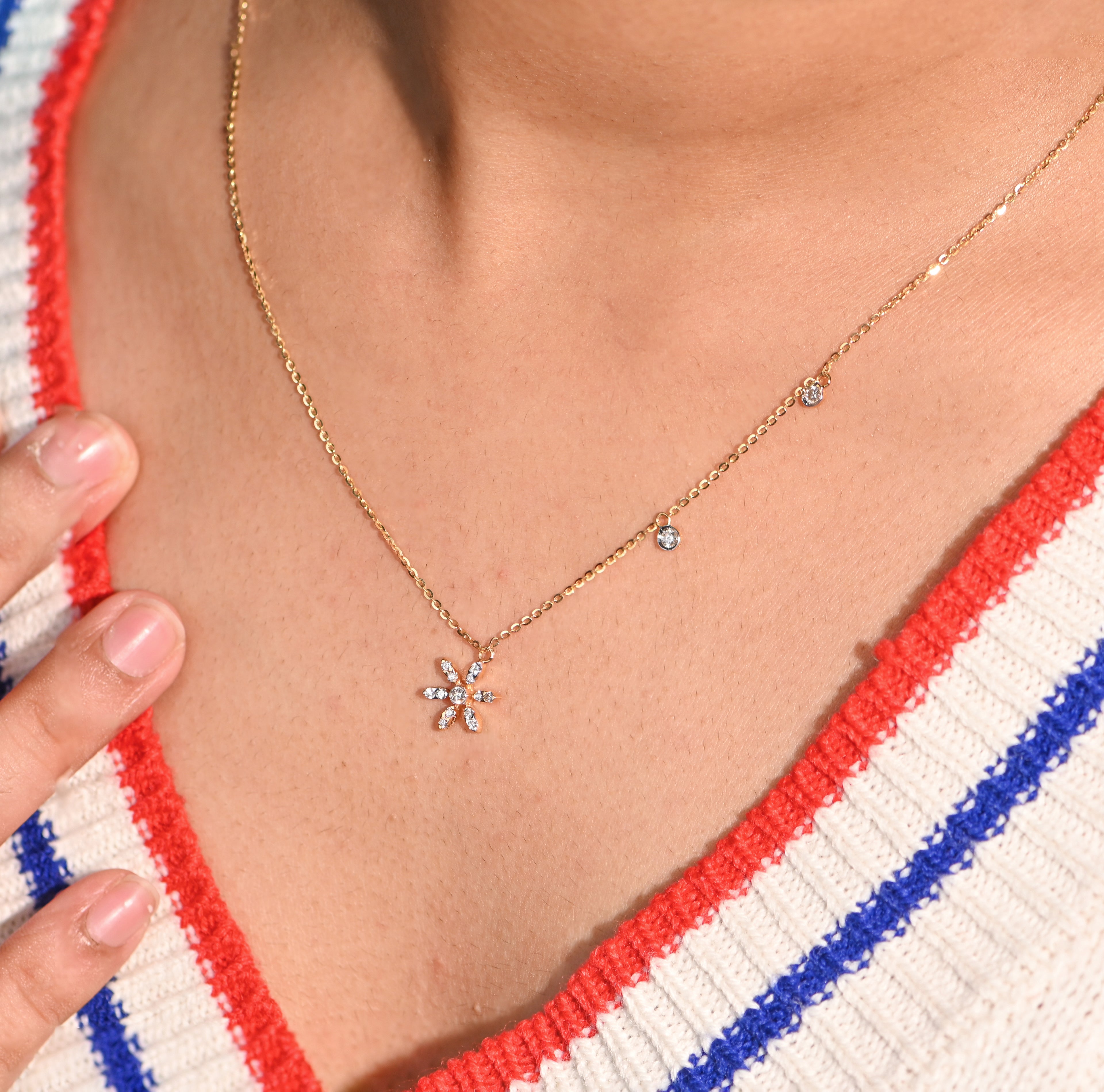 18KT Gold Diamond Necklace– Rhodium Finish, Fashion & Wedding Jewelry for Women