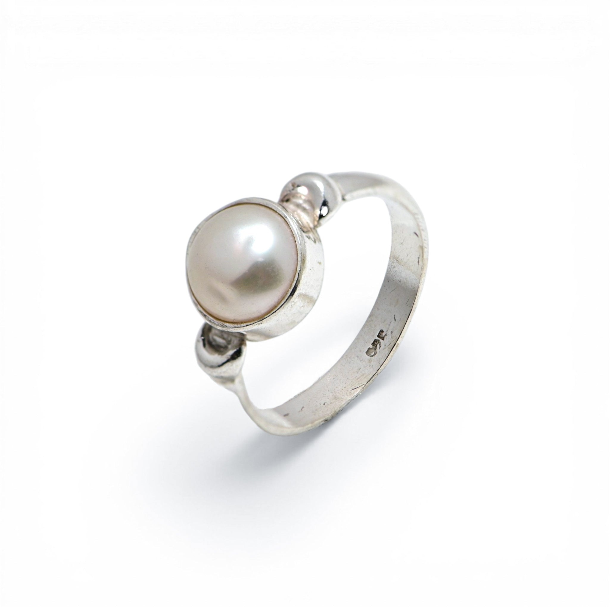 Minimal Pearl Ring 925 Silver, Classic Bridal Jewelry Wedding Wear