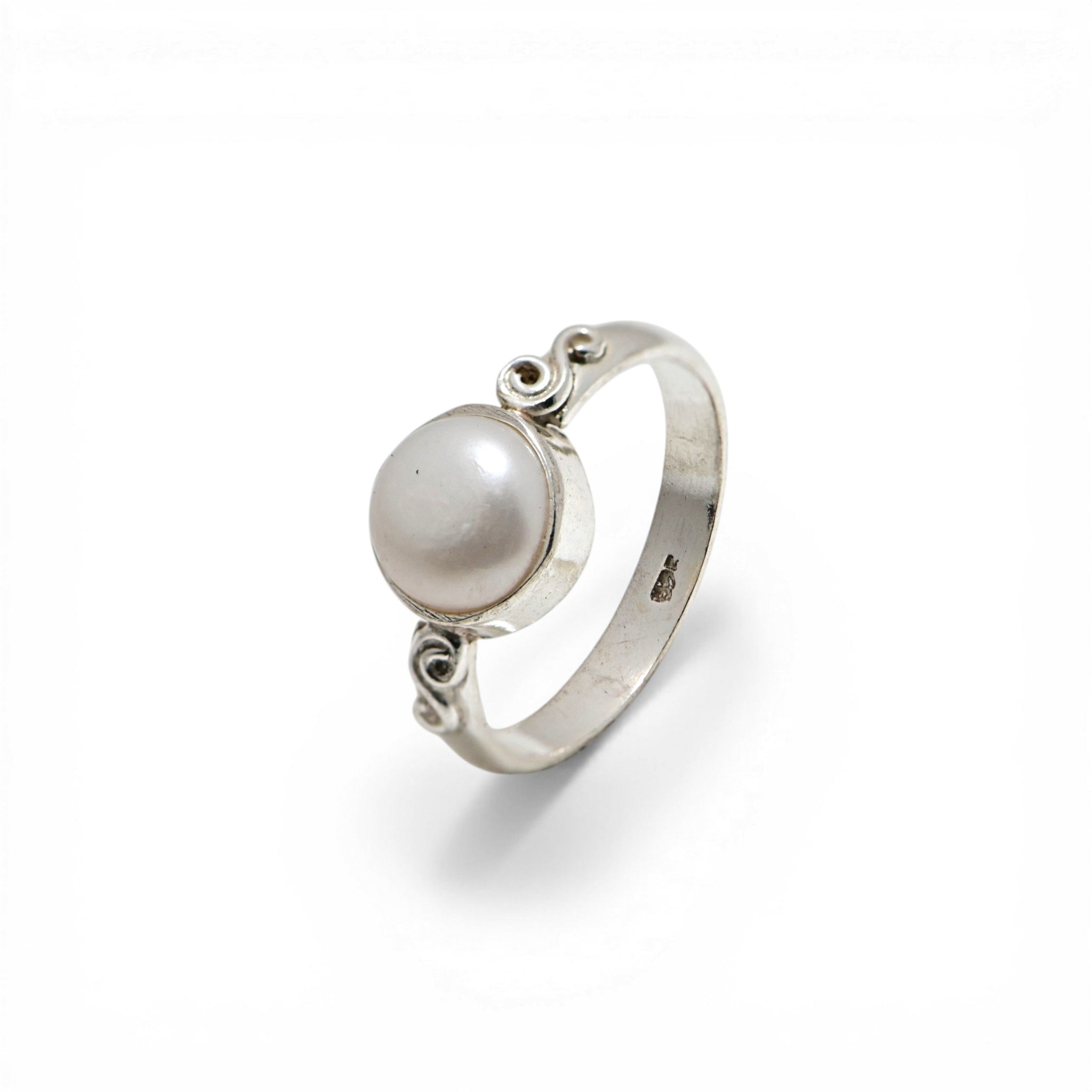 925 Silver Pearl Ring, Dainty Stackable Ring, Women Jewelry